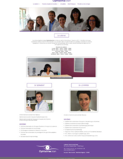 Site web page l'équipe pour Ophtalmocéan par C'est d'Ici communication santé à Bordeaux