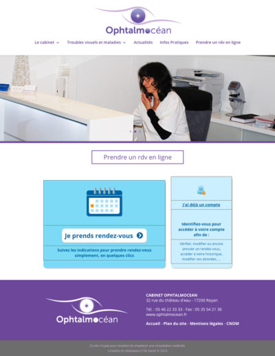 Site web accueil pour Ophtalmocéan par C'est d'Ici communication santé à Bordeaux