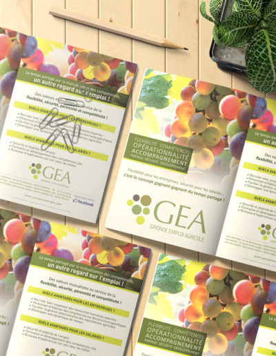 Flyer réalisé pour le groupement GEA par C'est d'Ici communication santé à Bordeaux