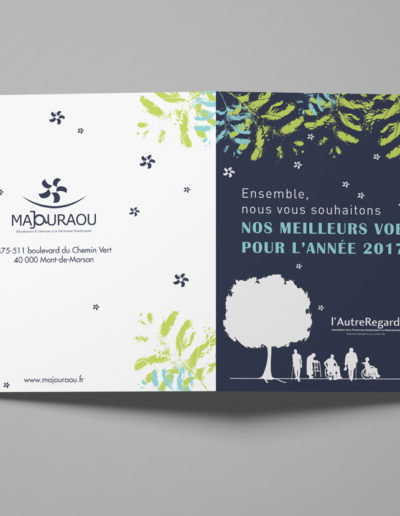 Carte de voeux réalisée pour l'association l'Autre Regard Majouraou par l'agence c'est d'ici communication santé à Bordeaux