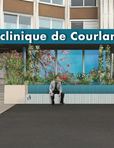 Proposition d'aménagement de l'entrée de la polyclinique de Courlancy par l'agence c'est d'ici communication santé à Bordeaux