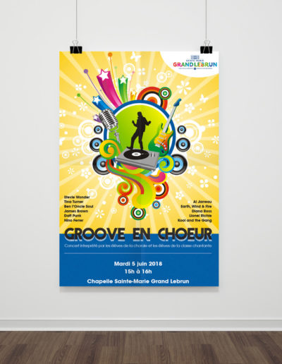 Affiche Groove en Choeur Groupe Grand Lebrun par l'agence c'est d'ici communication santé à Bordeaux