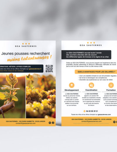 conception d'un flyer a5 pour le recrutement 2022 du gea sauternes