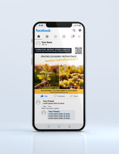 Conception de publications pour les réseaux sociaux du Gea Sauternes